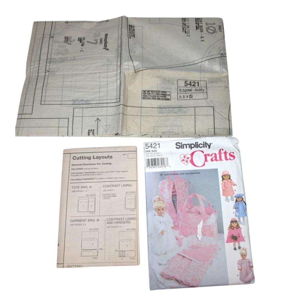 5421‎ Simplicity Crafts Pattern 18in Baby Doll 14 Clothes & Accessories